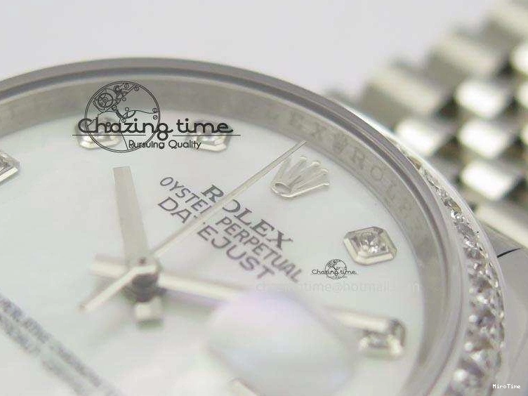 MiroTime 0216 DateJust 116234 BP Best Edition SS White MOP Dial Diamond Markers On SS Bracelet A2824 V ModernLook 3943